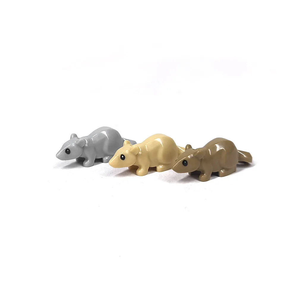 MOC Baby Animals Cat Building Blocks Pig Piggy Kitten Black Rat Wolf Snake Parrot Farm Scene Bricks Assemble Toys Children Gift 5