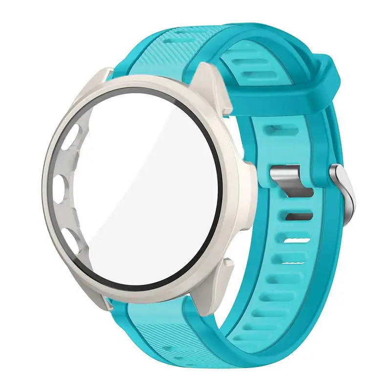 Premium Tempered Glass Case with Silicone Strap - Protective Cover and Replacement Band Accessories