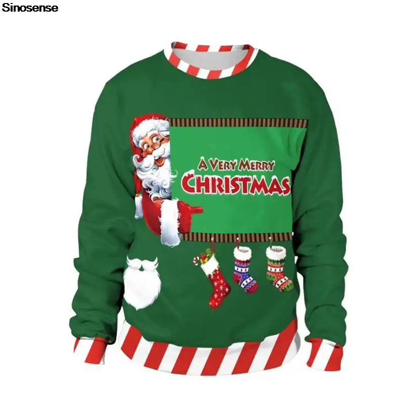 

Men Women Ugly Christmas Sweater 3D Funny Printed Tacky Xmas Sweaters Jumpers Tops Pullover Holiday Party Crewneck Sweatshirt