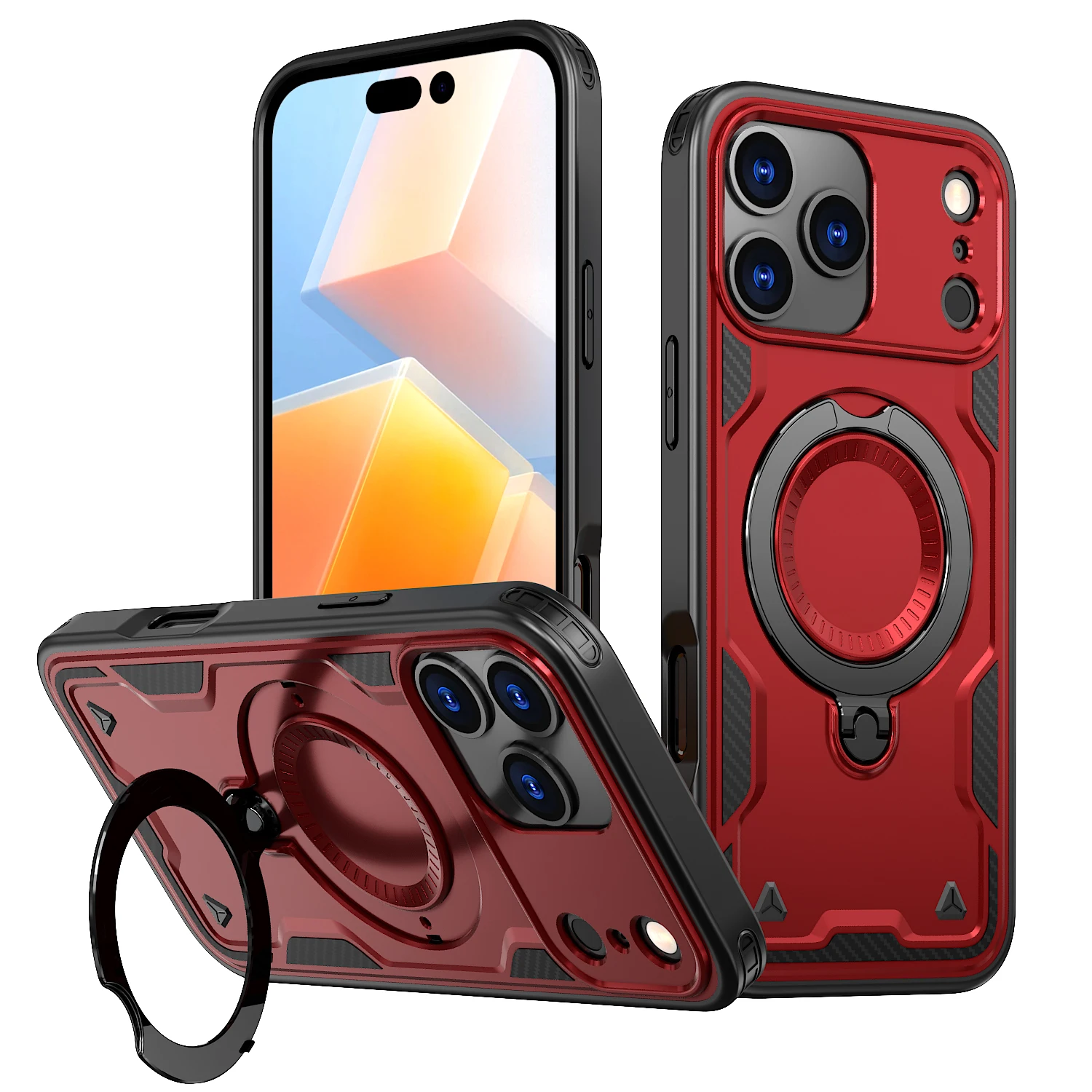 Rotating Ring Holder Magnetic Charging Phone Case with Durable Plastic Hard Shell