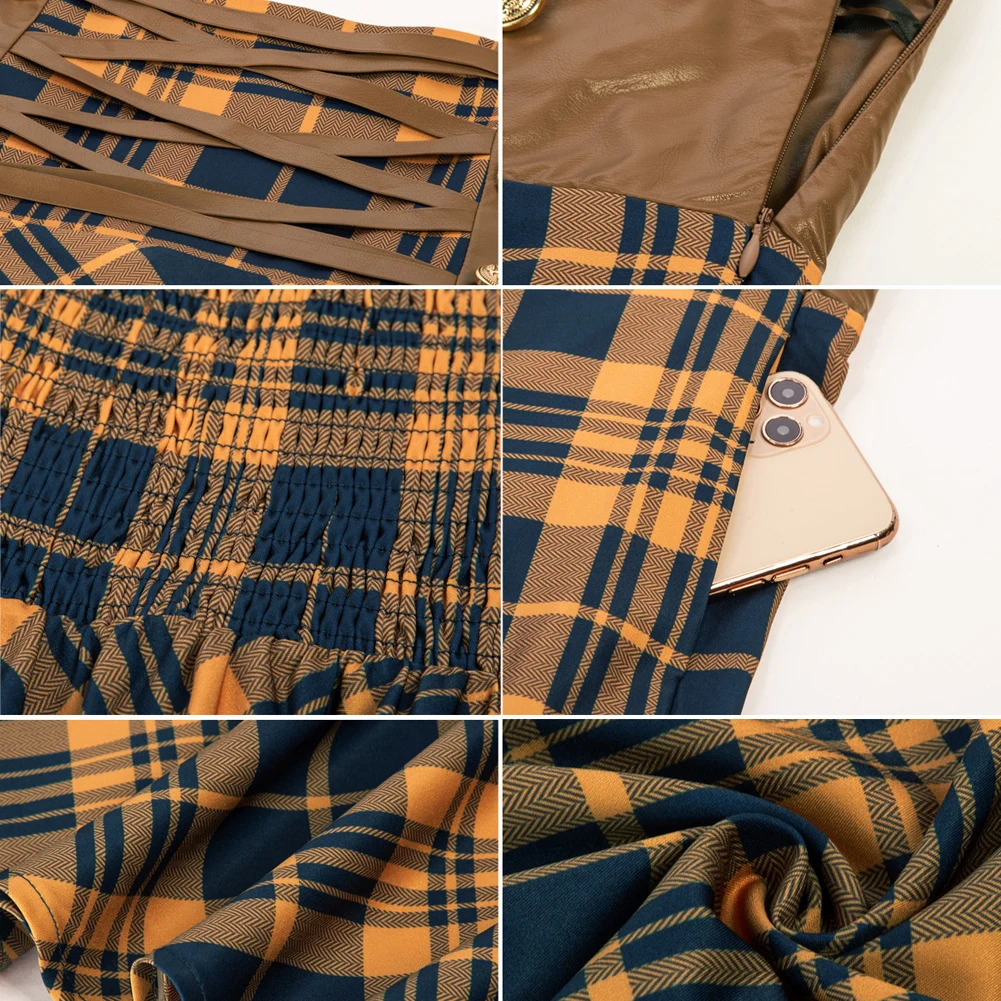 SD Women Skirts Leather High Waist Vintage Renaissance Swing Skirt Elastic Ankle Length Maxi Skirt Smocked Back Waistline Skirts