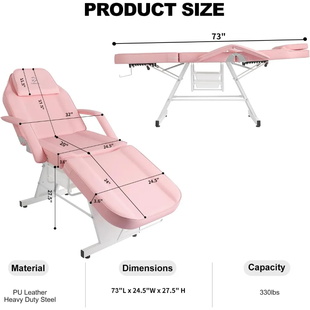 Description Picture 3 of itemPedicure Chairs, Tattoo Chair Massage Bed Salon Bed with Hydraulic Stool for Professional Massage Facial Beauty Pedicure Chairs