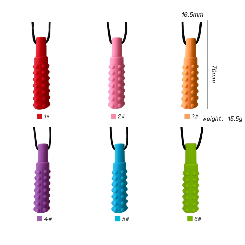 10pcs Baby Silicone Teether Kids Chew Necklace Sensory Chewy Pendant Oral Motor Toys Therapy Tools for Autism chidren's goods 2