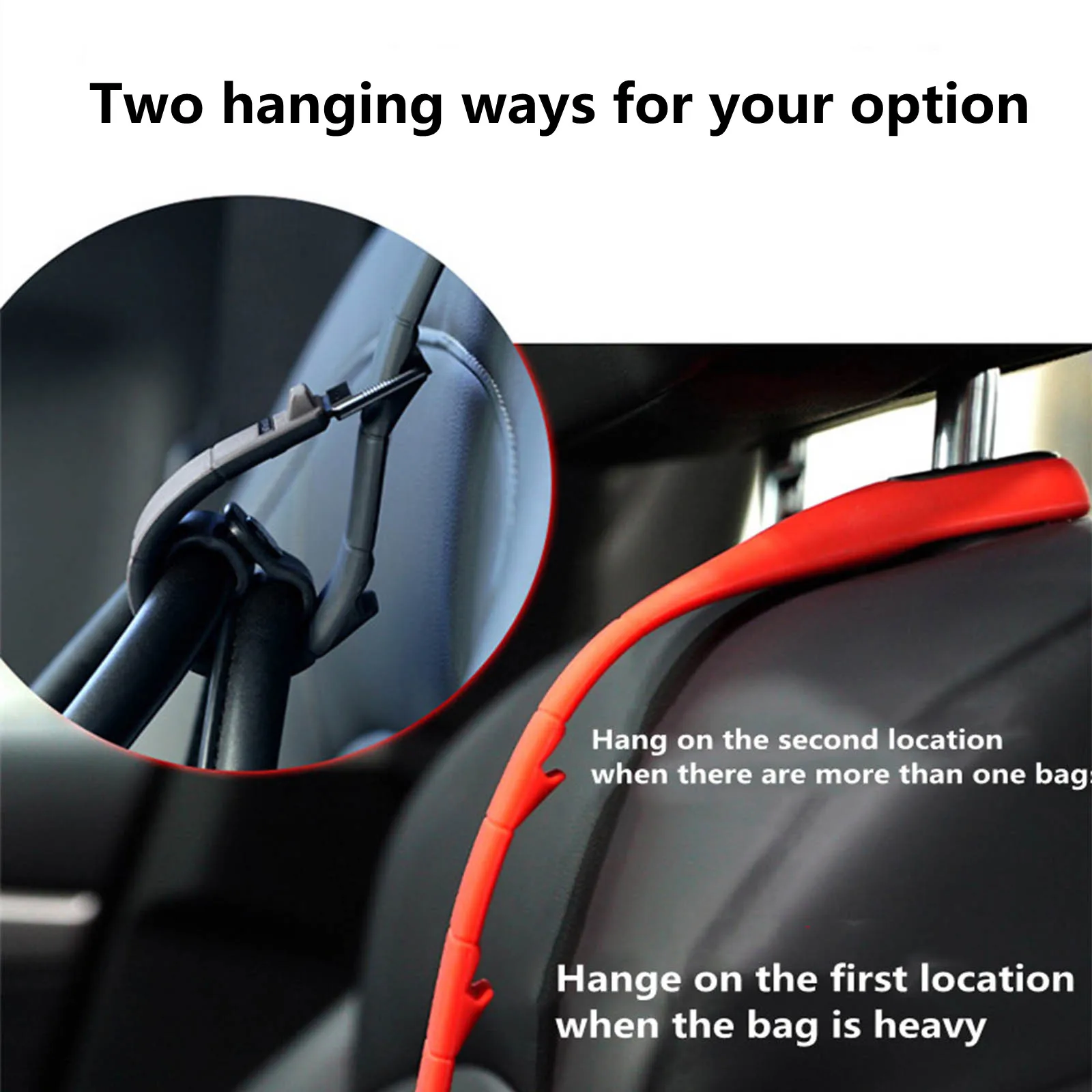 RED ITALIAN LEATHER PLASTIC CAR SEAT HEADREST HOOK HANGER FOR AUDI A4 B9  15-20