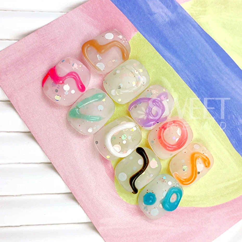 6pcs 5D Tube Pudding Gel Korean-Style Solid Gel Emboss Nail Design Cute Modeling Gel Nail Polish DIY Manicure Accessories Tools