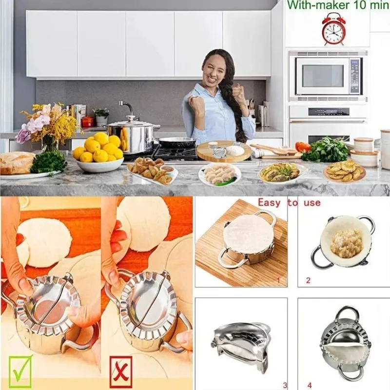 Stainless Steel Dumpling Skin Mold for Pressing Pastry and Kitchen Accessories, Practical and Convenient, Freeing Hands