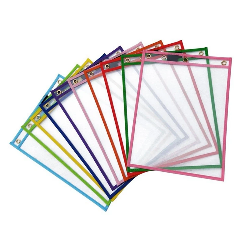 30pcs-reusable-dry-erase-pockets-assorted-colors-for-children-kids-students