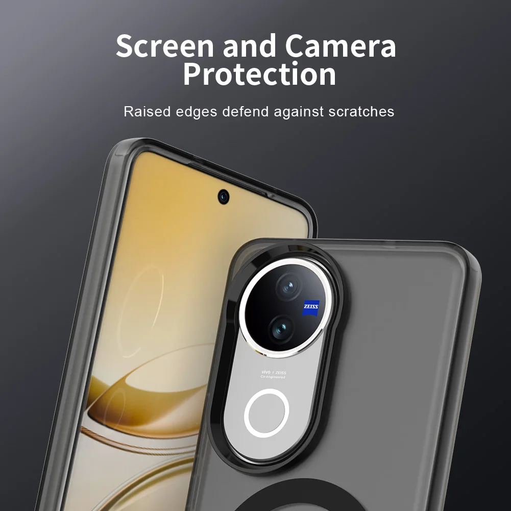 Transparent Soft TPU Frosted MagSafe Phone Case with Raised Border and Wireless Charging Support