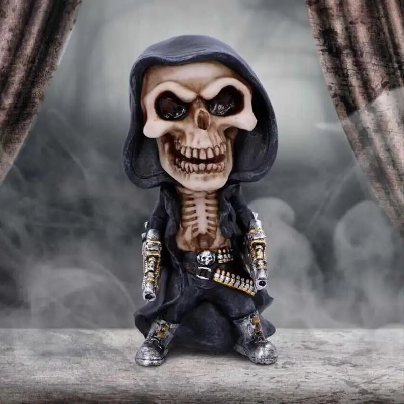 

Reaper Skull Statue Creative Reaper Skeleton Statue Exquisite Details Halloween Unique Skeleton Decoration Halloween Decoration