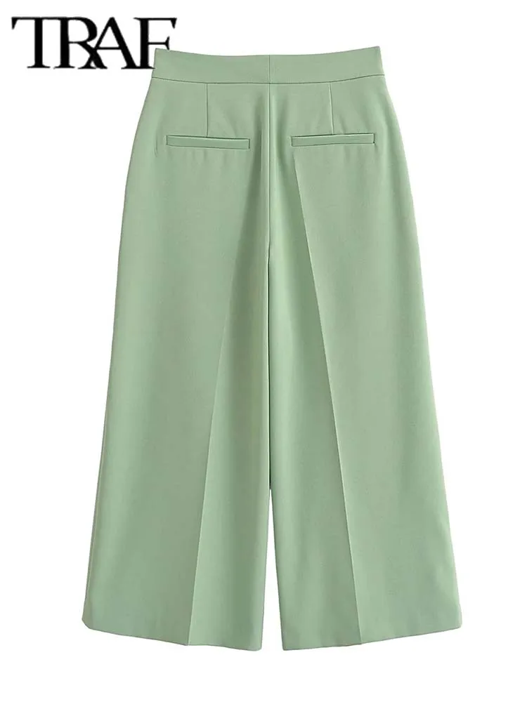 TRAF Long Pants 2 Pieces Sets for Women 2024 New Fashion Sleeveless Crop Top Women's Suit Two Piece Set Women Outfit
