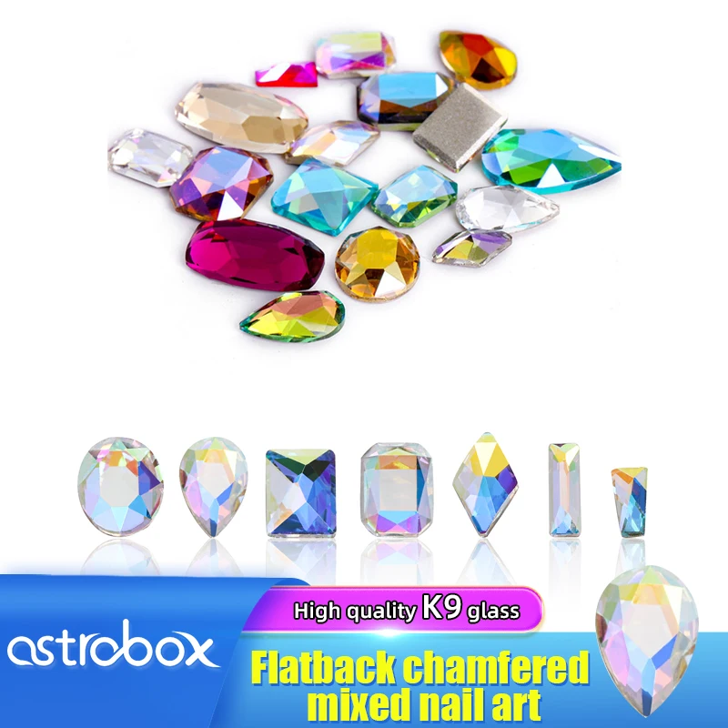 

Astrobox 20 шт смешанные формы с плоским основанием камень драгоценный камень стекло для дизайна ногтей Стразы для изготовления ювелирных изделий Свободные хрустальные стразы аксессуары для ногтей