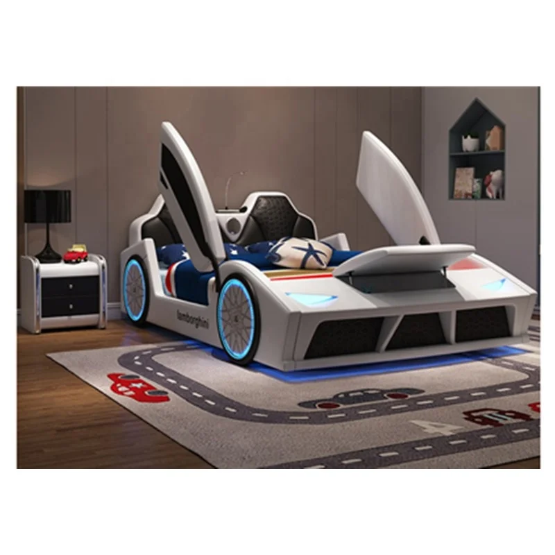 Modern Bedroom Furniture Wooden Frame Kids Car Bed Children Double Car