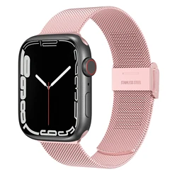 Stainless Steel Metal Strap for Apple Watch - Elegant Bracelet Band (Rose Pink)