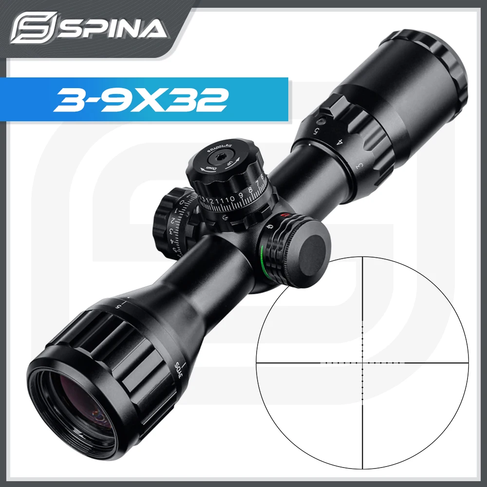 

SPINA Optics 3-9x32 AOL Tacticle Riflescope Red/Green Dot Illuminated Mil-dot Optic Sight Rifle Scope For BB Gun Pistol Rifle