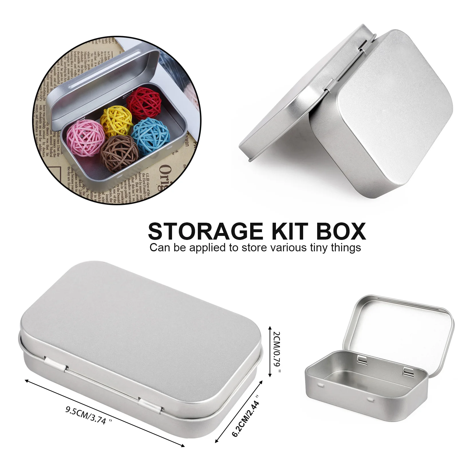 Metal Rectangular Empty Hinged Tins - 12Pcs Silver Mini Portable Box  Containers Small Storage Kit & Home Organizer Small Tins with Lids Craft  Containers 