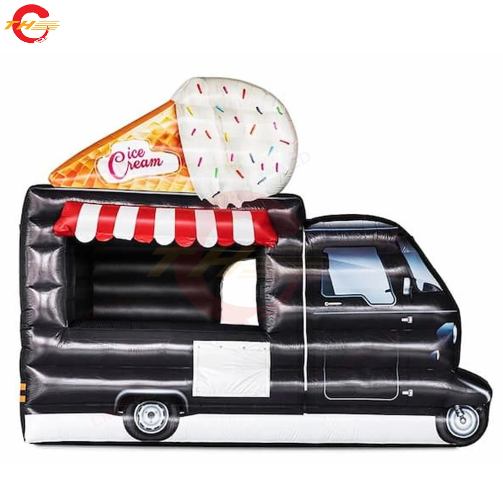 Quick Door Shipping 13*9*10ft Commercial Inflatable Ice Cream Truck Snack Booth Stand for Food Treat 4