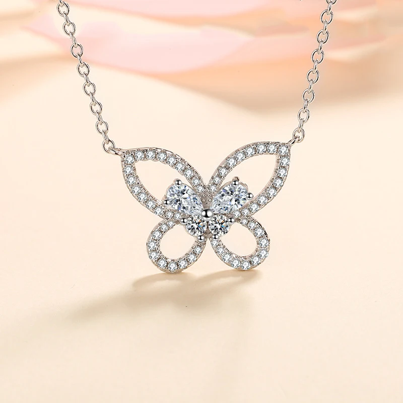 

VINIE Real Moissanite Necklaces for Women Lab Diamond Brilliant Gem Non Zircon 100% 925 Sterling Silver Fine Jewelry