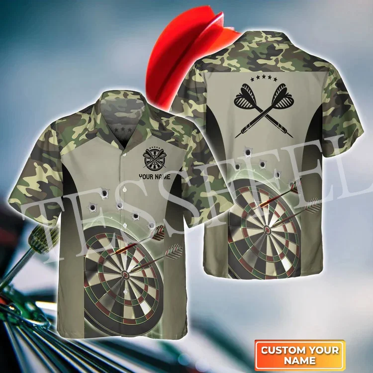 Custom Name Sports Player Darts Beer Club Tattoo 3DPrint Beach Hawaiian Collar Shirts Summer Harajuku Casual Funny Streetwear 5X