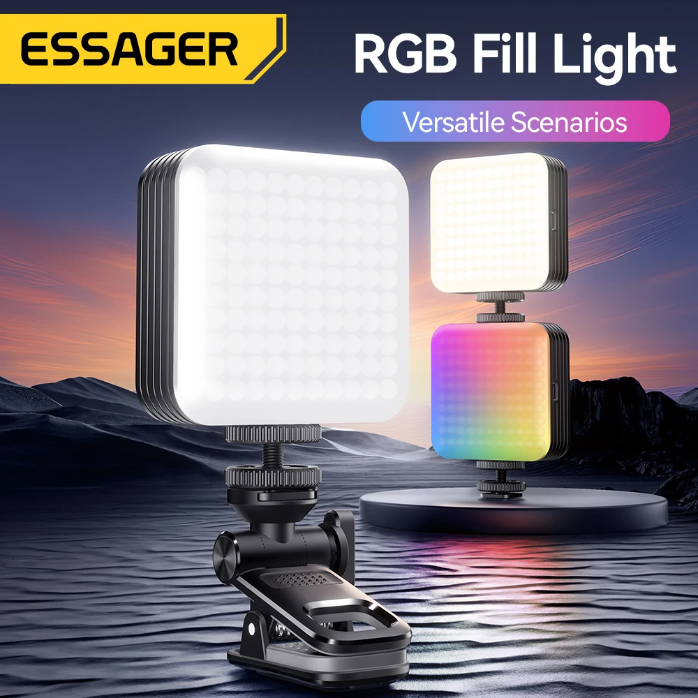 Essager Protable RGB Video Fill Light 2000mAh 2500-9000K Photography Selfie Fill Light CRI95 Pocket Light forVlog Live Streaming