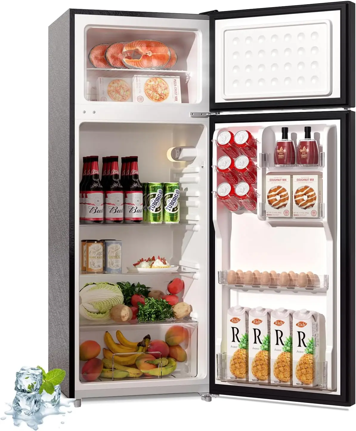 7.7 Cu.Ft Refrigerator with Freezer, Apartment Size Fridge with Top Freezer, 2 Doors,5 Settings Temperature Adjustable, 2