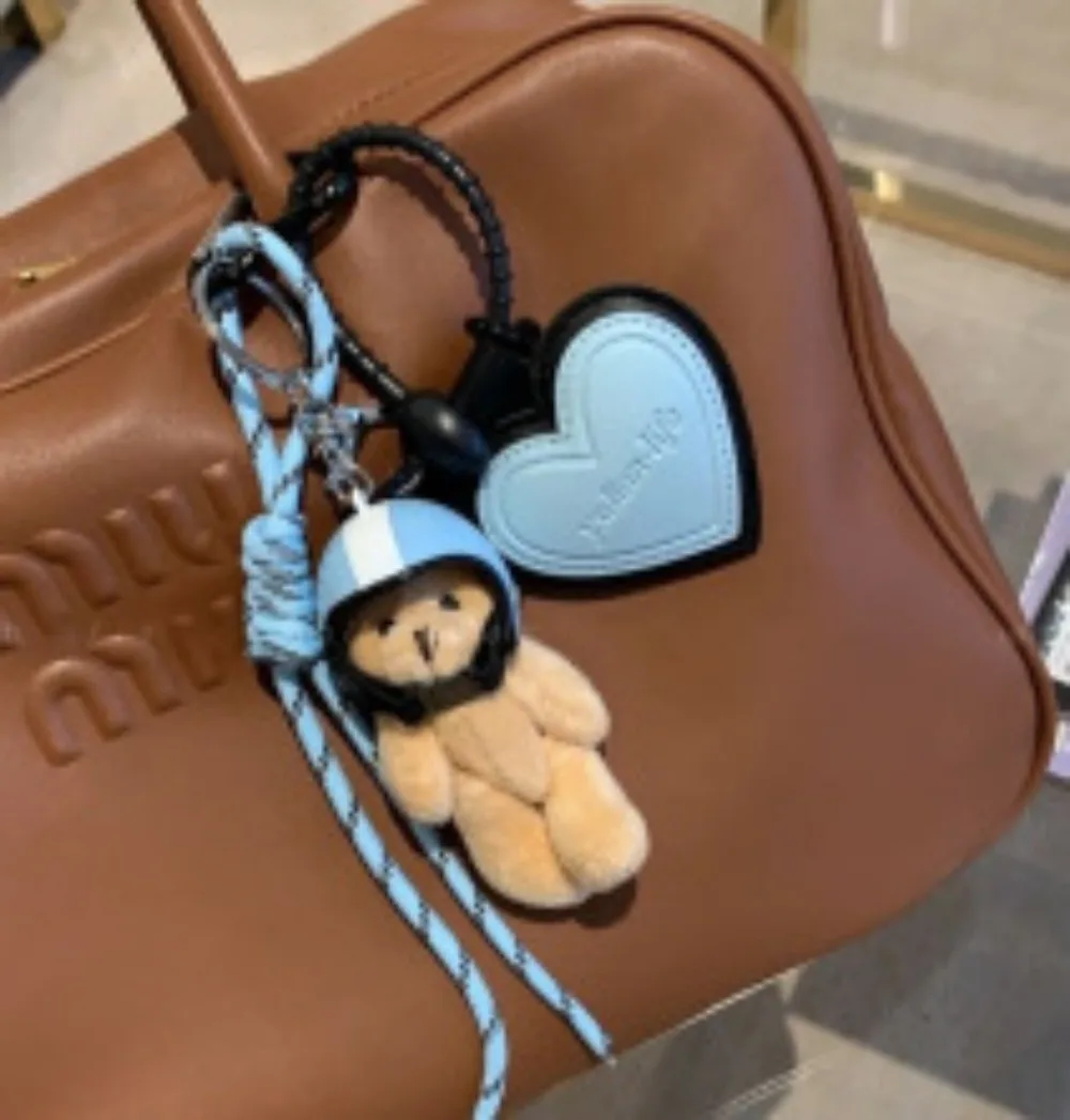 Fashion helmet small pendant leather bag decoration hiking rope keychain bag decoration hanging chain 6