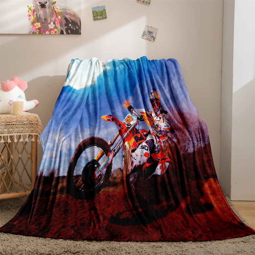 

Boys Motocross Blanket Print Flannel Throw Blanket for Adult Teen Cool Girl Dirt Bike Extreme Sport Theme Bed Blanket Super Soft