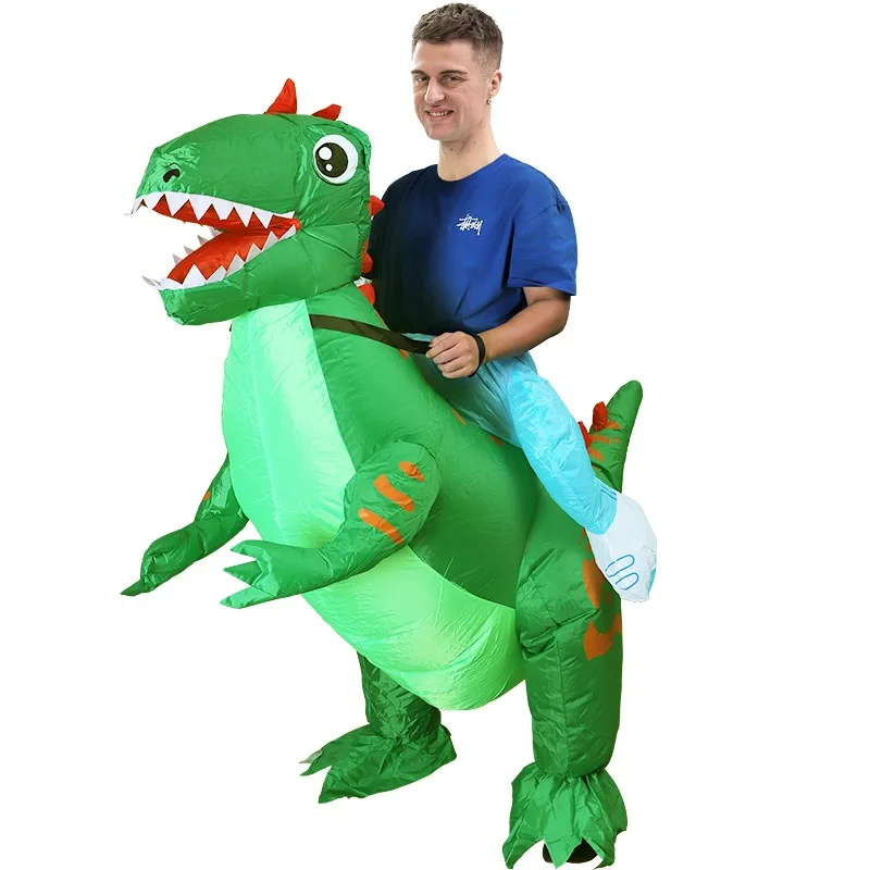 Halloween Party Dinosaur Inflatable Costume Mounts Funny Tyrannosaurus Rex Inflatable Parent-child Game Mascot Doll Costume