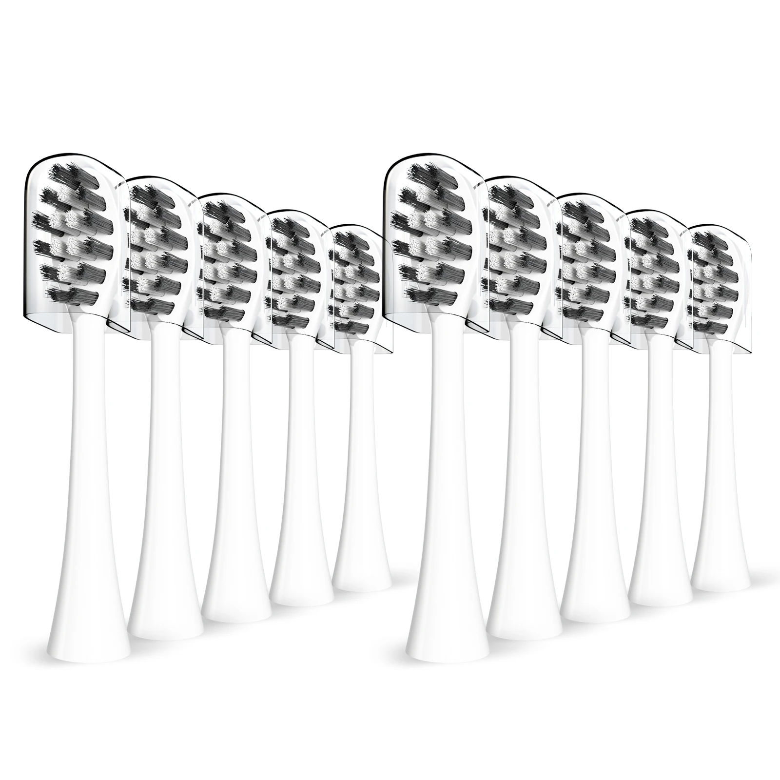 Replacement Toothbrush Heads Compatible with Gleem Electric Toothbrush, W Shape Design Planted with Nylon Bristle Black ,10 Pack 2