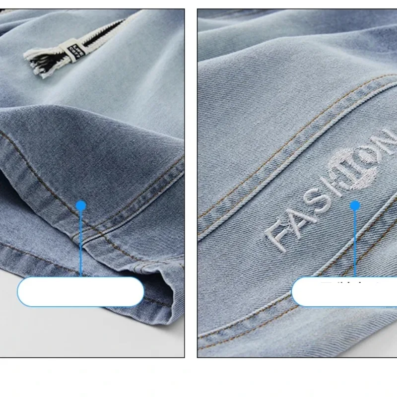 Summer Men's Letter Embroidered Drawstring Gradient Solid Pockets Elastic High Waisted Casual Sports Loose Trousers Shorts
