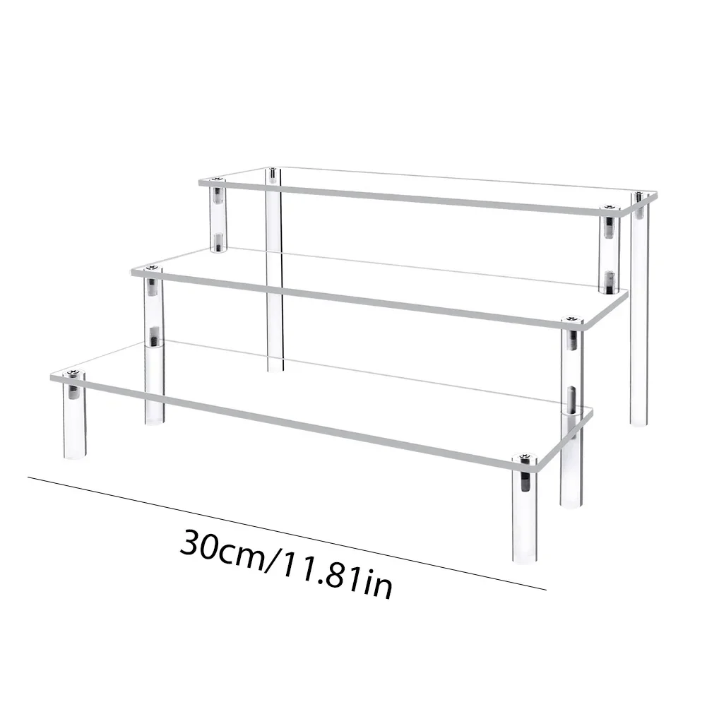 Acrylic Display Risers Clear 4 Tier Perfume Display Holder 30CM Toys Retail Display Rack Jewelry Rack for Decorating/Organizing 6