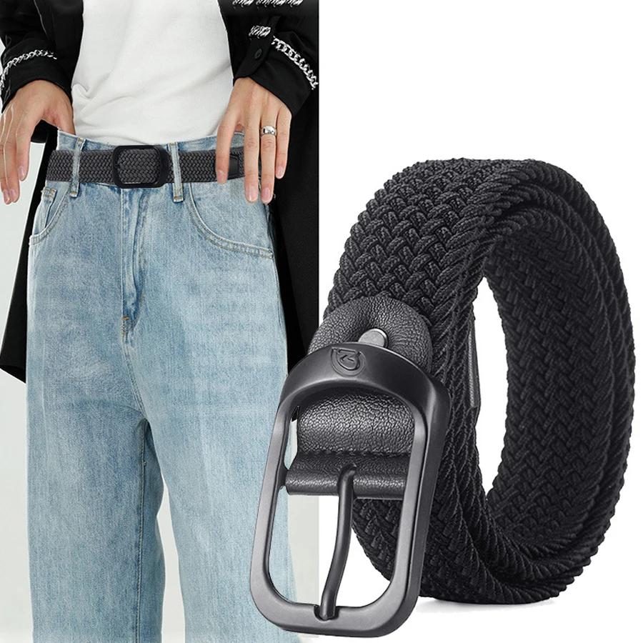 Men's Casual Woven Elastic Belt for Outdoor and Sports