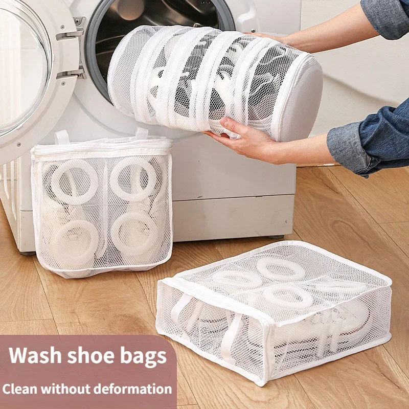 Mesh Laundry Bags Shoes Storage Organizers Bag Anti-deformation Zipper Travel Shoes Clothes Storage Bags Shoes Airing Dry Tool 2