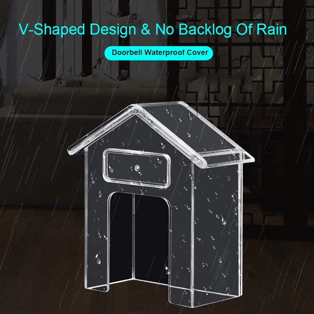 Wireless Doorbell Cover Waterproof Cover For Wireless Doorbell Transparent Plastic Doorbell Rainproof Cover Door Bell Button Rain Protector Home Outdoor