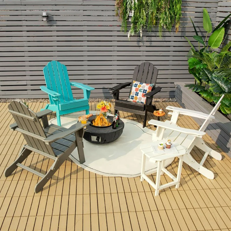 

Patio Folding Adirondack Chair with Built-in Cup Holder Outdoor Furniture Beach Pool Garden Courtyard Chair
