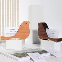 Business Card Box Shelf Solid Wood Bird Business Card Box Desktop Creative Business Card Holder Wooden Base Wood Products 1