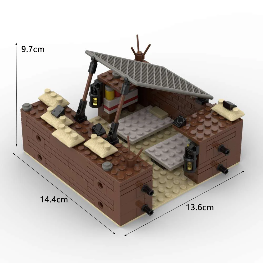 MOC building block model ornament, multiple trench combination kits for battlefield defense works, 16x16 hole bottom plate Toys 3