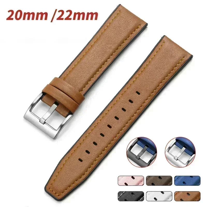 22mm Silicone Leather Hybrid Watchband Bracelet Strap