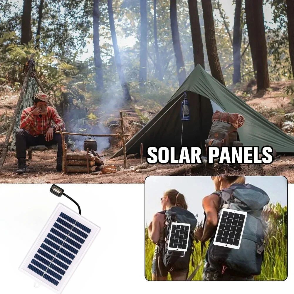 1PC Portable Solar Charger USB Output Outdoor Use Travel Camping Flashlight Fan Charging Solar Battery Charger Solar Charger