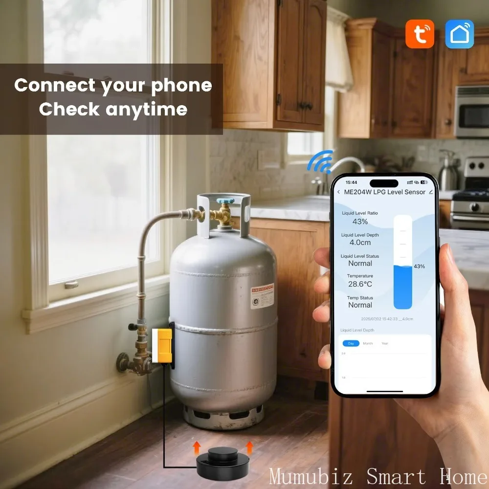 Tuya Smart APP-Connected High Accuracy LPG Gas Level Indicator with Liquid Level