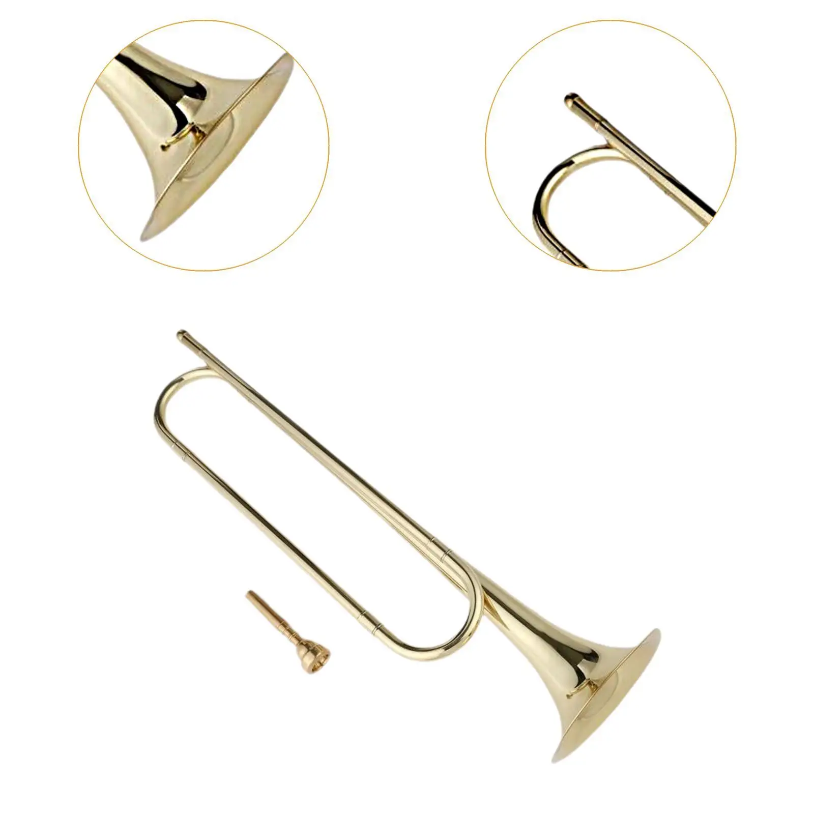 B Flat Bugle Brass Bugle Scout Classic Professional Trumpet Marching for Orchestra Band Stage Performance Adults