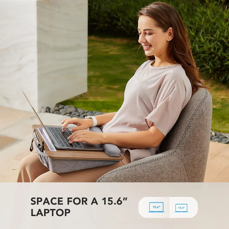 HUANUO Lap Laptop Desk - Portable Lap Desk with Pillow Cushion, Fits Up to 15.6