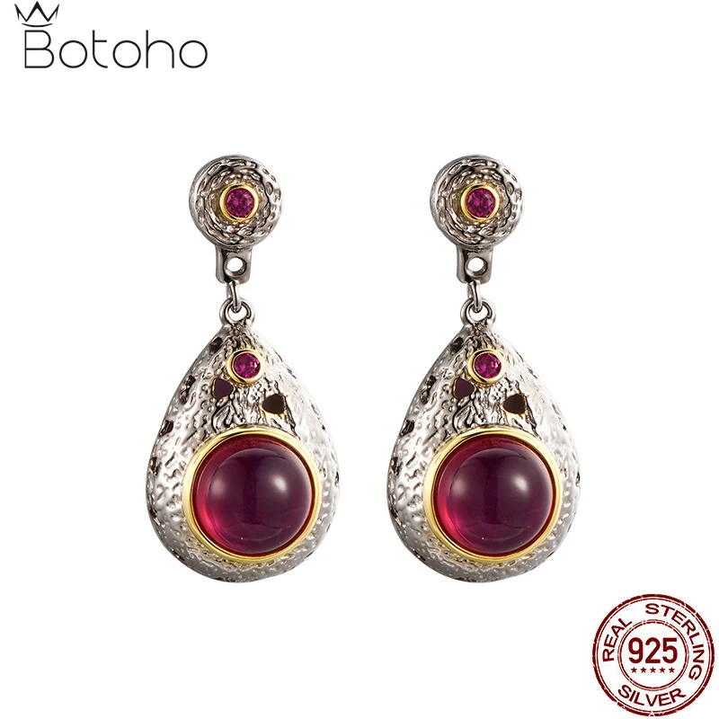 

Женские серьги-подвески из серебра 2023 пробы с красным корундом