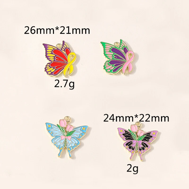 Leslie 10 Stück gemischte Stile, neue bunte Schmetterlings-Charms für baumelnde Ohrringe, Armbänder, Halsketten, Tier-Anhänger, DIY-Schmuckherstellung – Detail 39