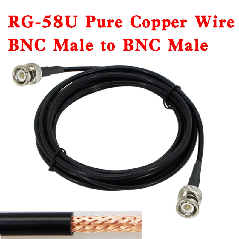 

1Pcs RG58 BNC Male plug to BNC Male plug Connector RF Coaxial Jumper Pigtail Cable