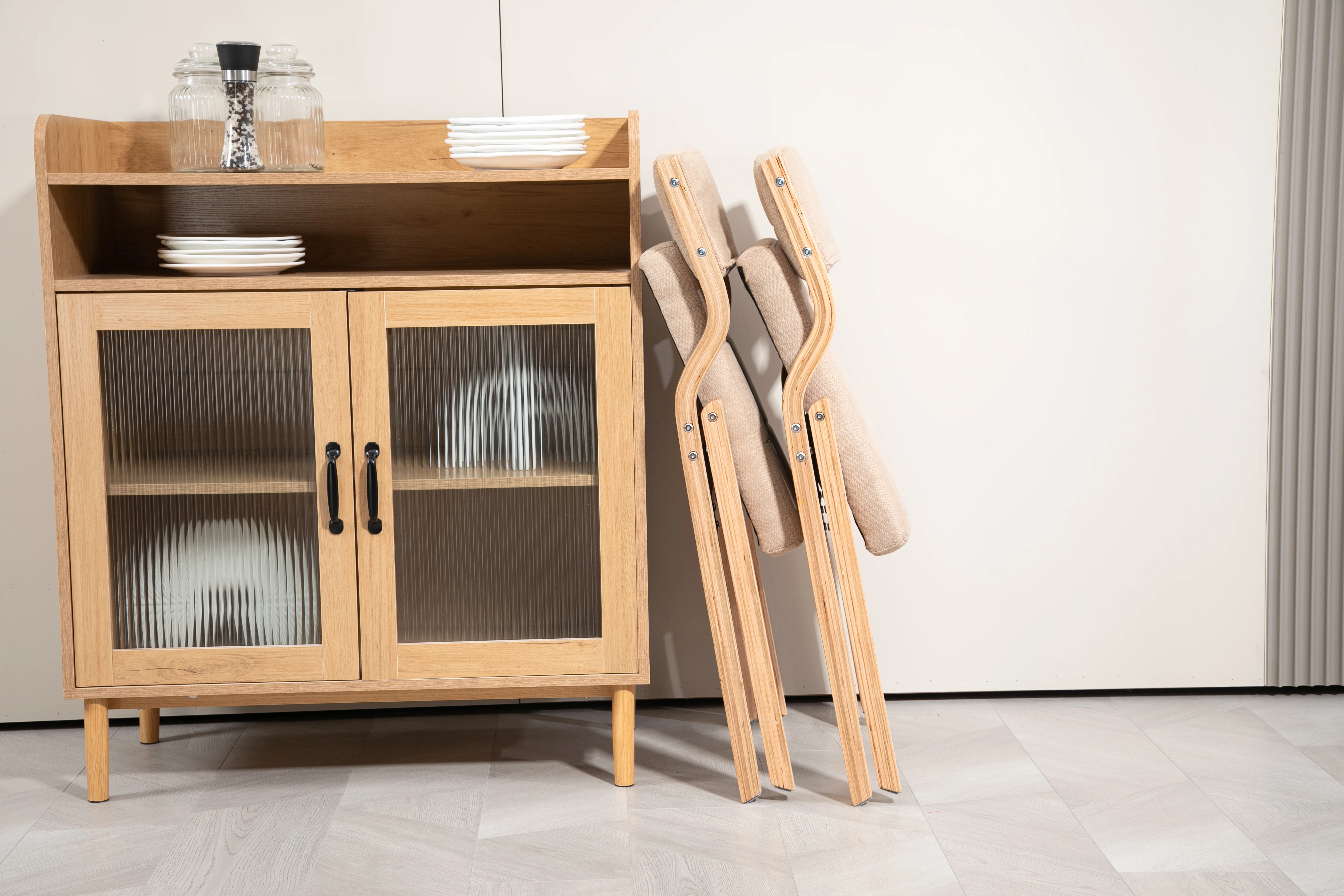 Klappstühle mit Kissen, gepolsterte Klappstühle aus Holz, 2er-Pack, tragbarer und zusammengebauter Klapp-Esszimmerstuhl – Detail 3