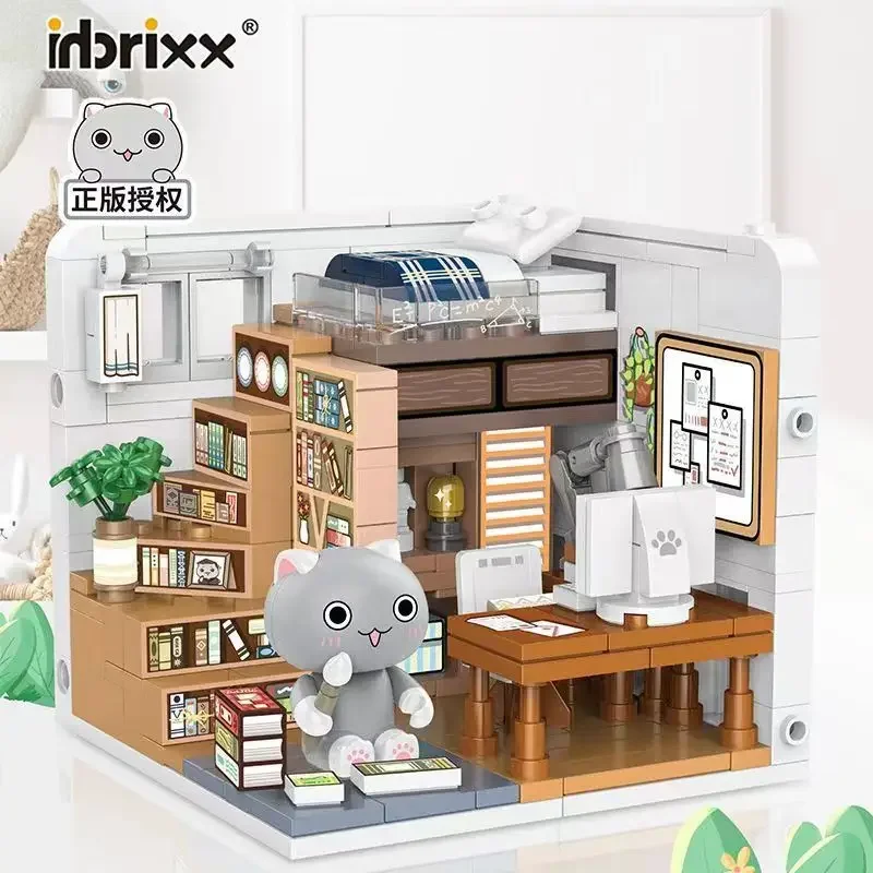 Конструктор Inbrixx «городская улица» с милыми кошками, креативная аниме сцена, сборка «сделай сам», кирпичи, украшение, пазл, игрушки для детей, подарок для девочек
