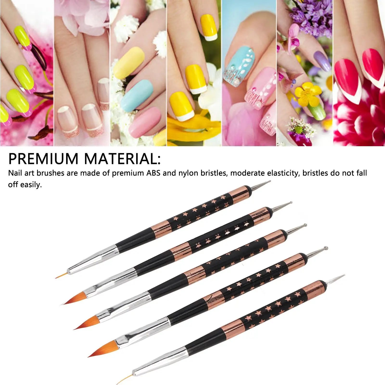Nail Art Brush Set with Nylon Bristles - Precision Nail Drawing Pens for home Use 4