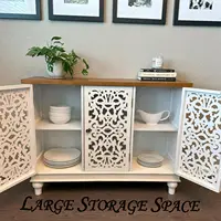 White Accent Cabinet with Doors, Farmhouse Credenza Cabinets for Living Room, Sideboard Buffet Cabinet with Storage, Customized 3