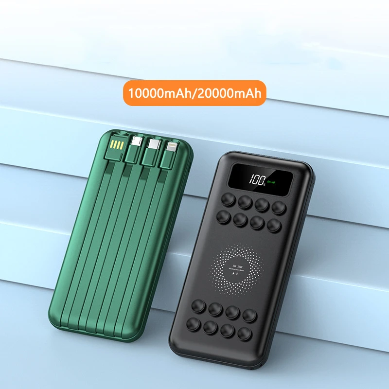 보조배터리 마그네틱 무선 충전기 보조베터리, 케이블 포함, 20000mAh, 아이폰 15, 14, 삼성, 화웨이, 휴대용 충전기