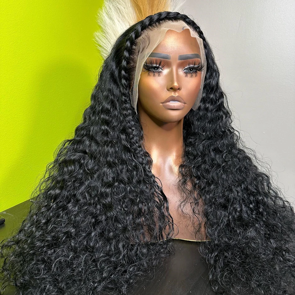 

13x4 HD Water Wave Lace Frontal Wig 180% High Density Deep Wave HD Lace Wig Pre plucked Curly Human Hair Wigs for Women